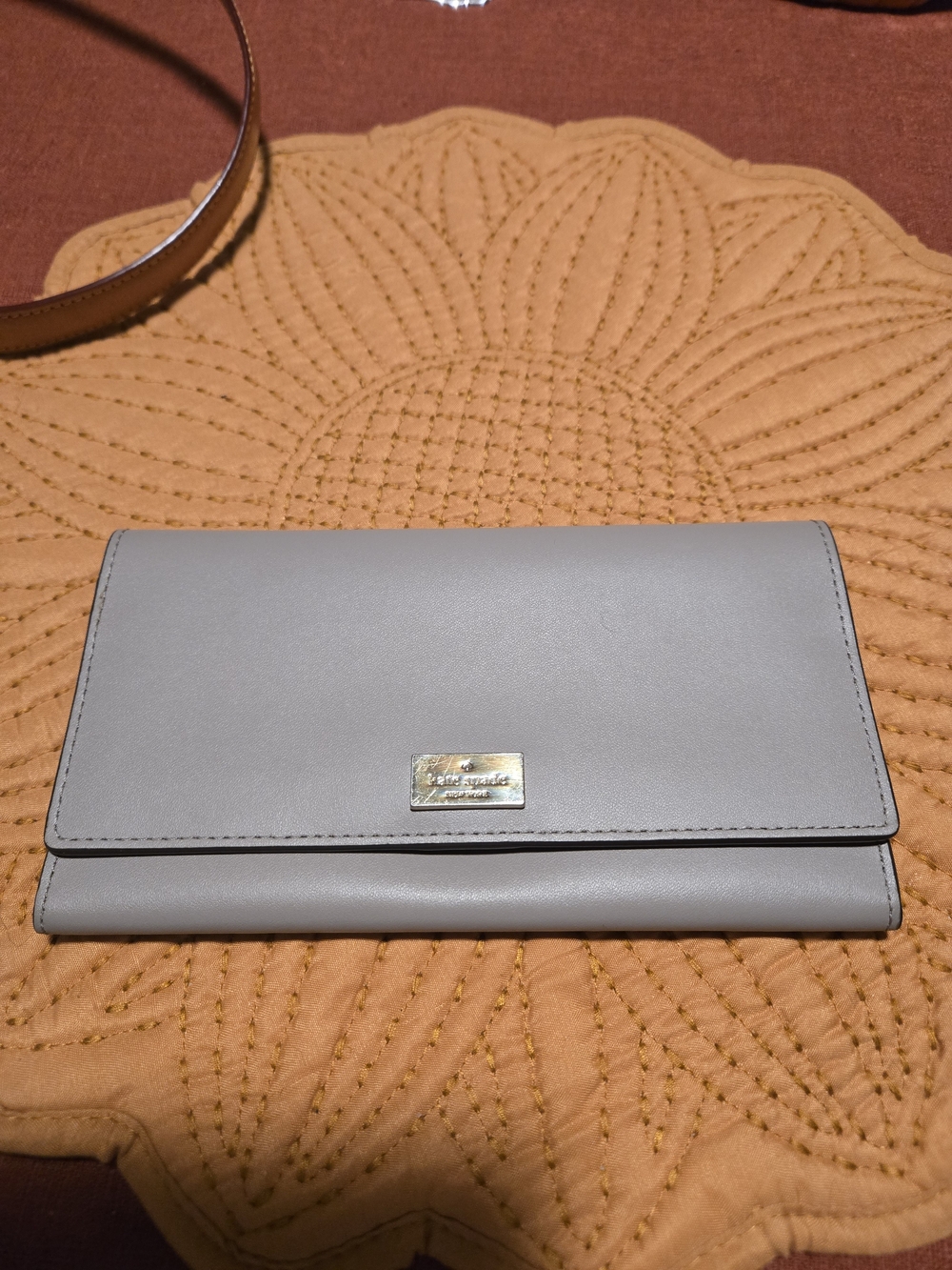 Kate Spade Light Gray Leather Wallet Clutch